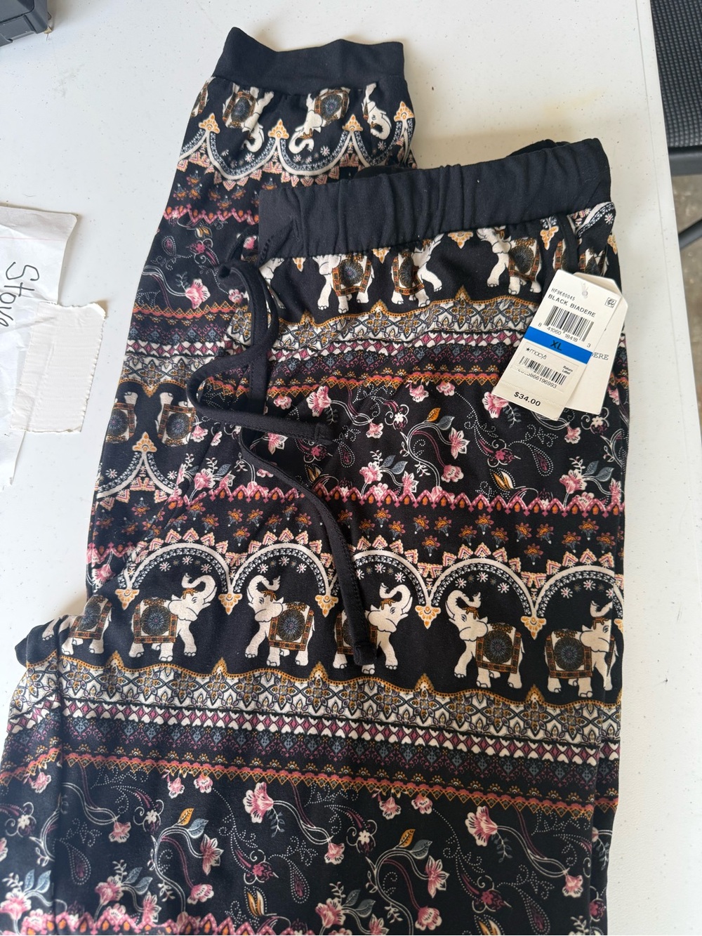 Hippie Rose Black Elephant Print Jogger Pants
